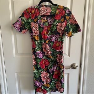 Zara Accessories Floral Print Swim Wrap Dress Cover Up, Size Small